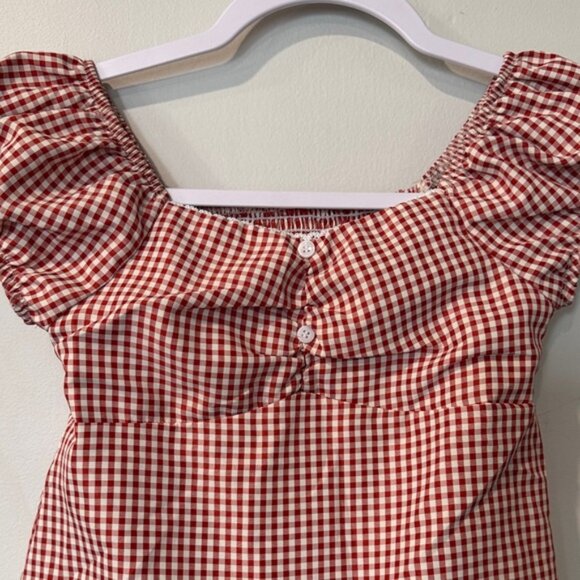 Charming Red Gingham Kids Blouse - Picture 3 of 3